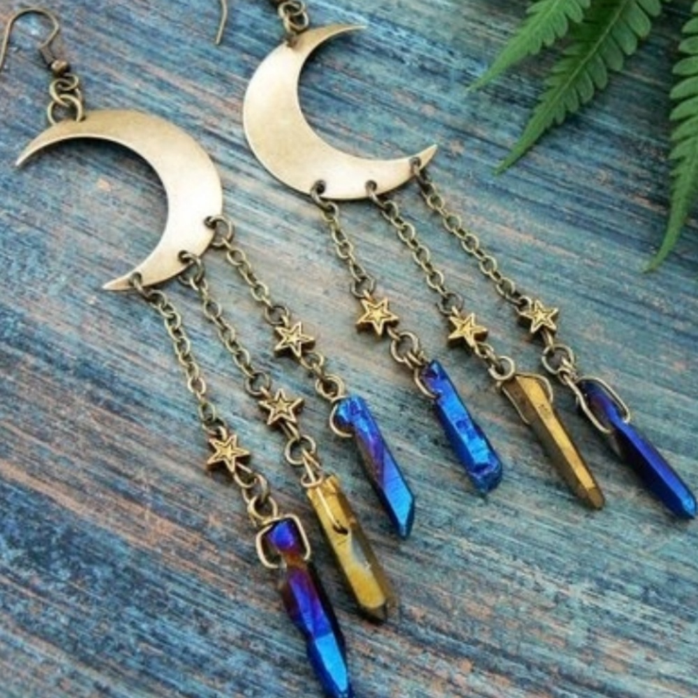 Moon Earrings Atlantis( Handmade) ๐ - Picture 3 of 8